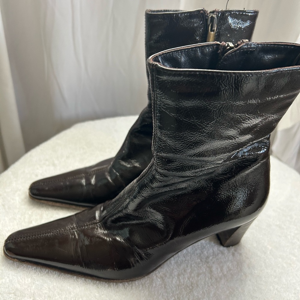 Aquatalia Brown Patent Leather ankle boot